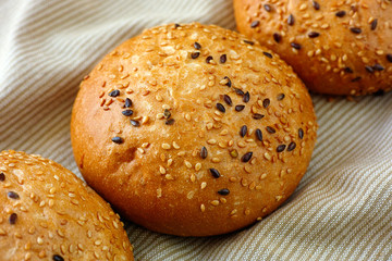 Bun with flax and sesame seeds