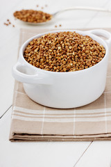Buckwheat in a white ceramic bowl