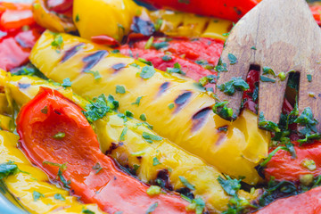 Bell peppers grilled with garlic oil