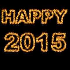 happy 2015 font written with hot flames
