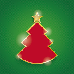 Christmas Tree Golden Star Green Background