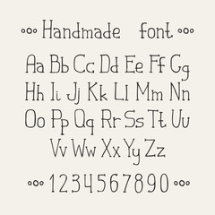 Simple monochrome hand drawn font. Complete abc alphabet set. - 71724699