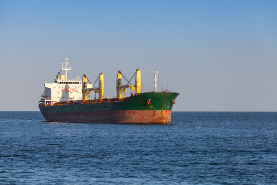 Bulk carrier.Cargo ship sails on the Sea