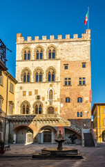 Fototapeta premium Palace Pretorio with fountain in Prato