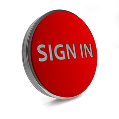 sign in circular icon on white background