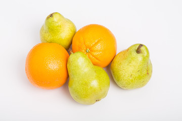 Oranges and Pears on White