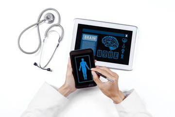 Human research with smartphone and tablet