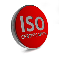 Iso certification circular icon on white background