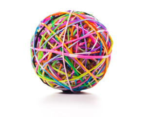 colorful wonder loom band rubber ball isolated on white