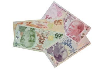 Obraz na płótnie Canvas turkish lira banknotes composition