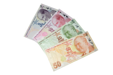 Obraz na płótnie Canvas turkish lira banknotes series