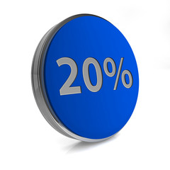 Twenty percent circular icon on white background