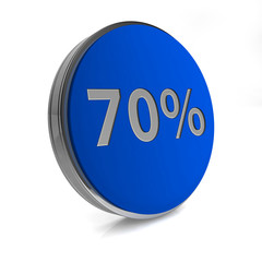 Seventy percent circular icon on white background