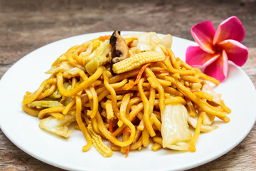 Noodles Japanese Yakisoba, vegetarian food.