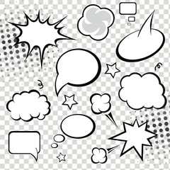 Comic speech bubbles and comic strip on monochrome  background © lightgirl