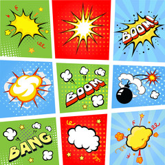 Comic speech bubbles and comic strip background vector