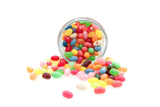 jelly beans with a glass jar