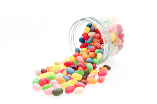 jelly beans with a glass jar