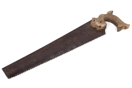 Photo of handsaw with wood handle