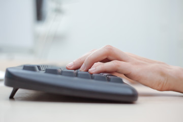 female hands on the keyboard