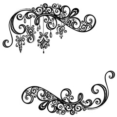 Beautiful Holiday Frame with Christmas Decorations (Vector). Pat