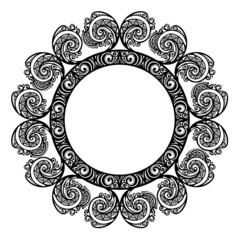 Beautiful Decorative Round Frame (Vector). Snowflake, Patterned 