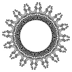 Beautiful Decorative Round Frame (Vector). Snowflake, Patterned 