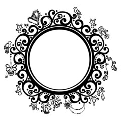 Beautiful Decorative Round Frame (Vector). Snowflake, Patterned 
