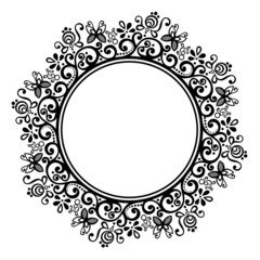 Beautiful Decorative Round Frame (Vector). Snowflake, Patterned 