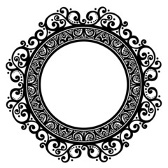 Beautiful Decorative Round Frame (Vector). Snowflake, Patterned 