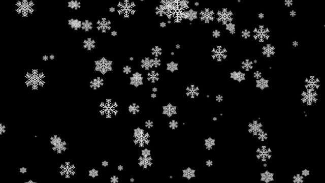 Snowflakes falling animation, isolated, alpha