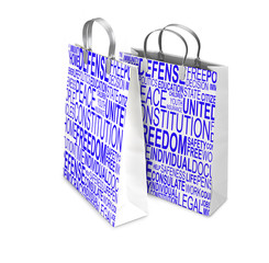 Two Shopping Bags opened and closed with Human rights words. Ret