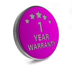 One year warranty circular icon on white background