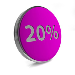 Twenty percent circular icon on white background