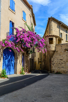 A street corner historical center of Pezenas, Languedoc, France