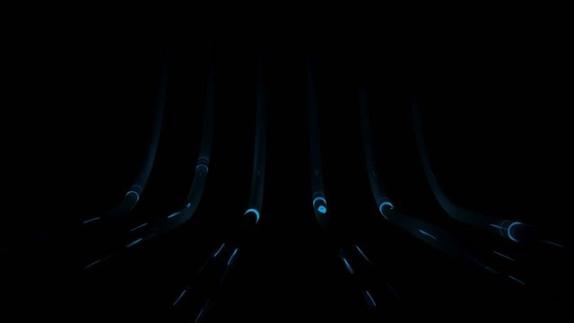 Abstract fiber optic network with light effect in line