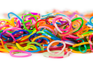 colorful wonder loom band rubber  isolated on white