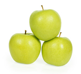 Three ripe green apples