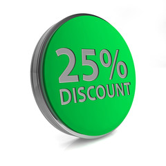 Discount 25 circular icon on white background