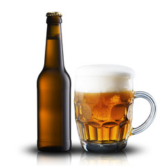 Bottle and Glass of Cold Beer