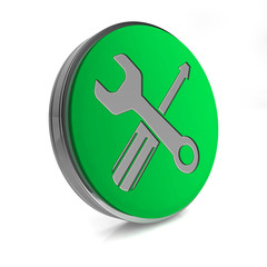 Settings circular icon on white background