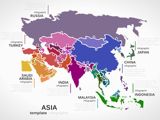 Fototapeta na wymiar Map of Asia