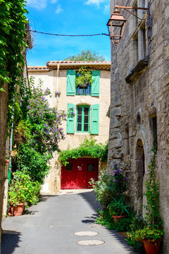 Street in historical center of Pezenas, Languedoc, France