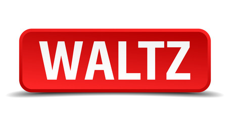 Waltz red 3d square button isolated on white