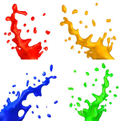 set of isolated colorful bursts
