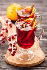 Traditional mulled wine with spices