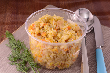 Chinese cuisine - fried rice with meat and papper