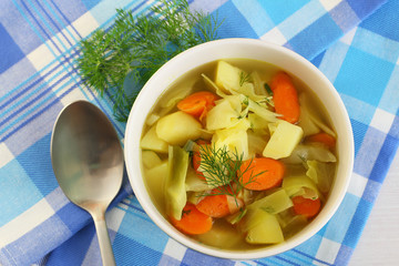 Vegetable soup in bowl