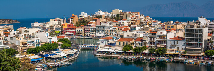 Fototapeta na wymiar Aghios Nikolaos city at Crete island in Greece
