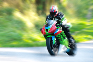 Motorcyclist in motion